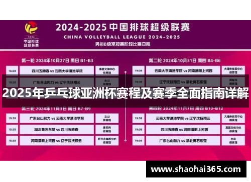 2025年乒乓球亚洲杯赛程及赛季全面指南详解