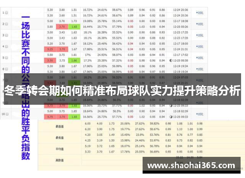 冬季转会期如何精准布局球队实力提升策略分析